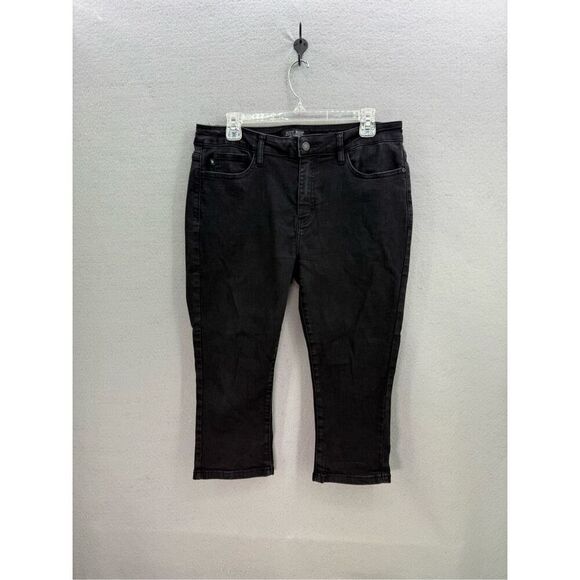 Judy Blue Womens Black Mid Rise Stretch Denim Capri Fit Jeans Size 13/31 - Picture 1 of 6